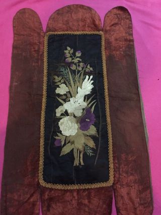 ANTIQUE CHINESE EMBROIDERY FORBIDDEN STITCH SILK TEXTILE RARE PANEL 2