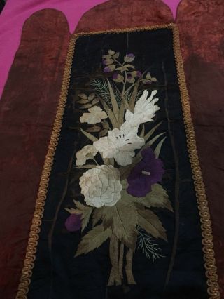 ANTIQUE CHINESE EMBROIDERY FORBIDDEN STITCH SILK TEXTILE RARE PANEL 3