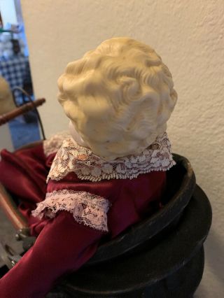 Rare Blonde 17” Antique 1800’s German Parian China Head Doll Victorian Dress 3