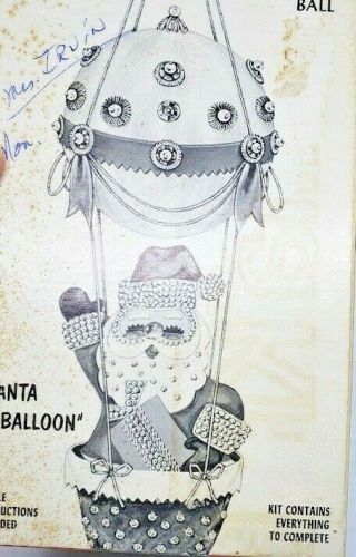 Sears Santa In Balloon Sequin Bead Needlework Christmas Ornament Kit Huge Rare