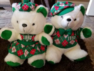 Vtg 1990 Kmart Christmas Plush Teddy Bear Mr.  And Mrs.  White 16 " Stuffed Animal