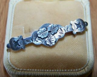Antique Victorian Jewellery Sterling Silver Sweetheart Bar Brooch Pin By P&t