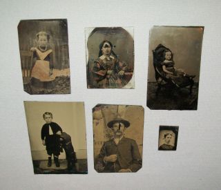 Old Antique Ca 1860s Group Six Tintype Ambrotype Photo 