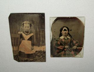 Old Antique Ca 1860s Group Six Tintype Ambrotype Photo ' s Men Women Children 3