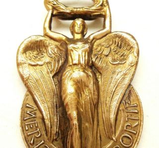 Art Nouveau Victory Angel W/ Laurel Crown - Exquisite Antique Art Medal Pendant