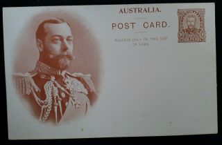 Rare 1911 Australia 1d Kgv Full Face Coronation Postcard Unframed Diffused Oval