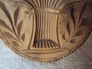 Antique hand carved Wheat Sheaf butter stamp 19th print mold 4 1/4 