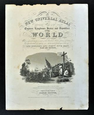 1857 Desilver Universal Atlas Title Page - Columbus Landing In World