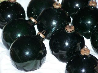 Rare Black Vintage Mercury Glass Christmas Ornaments Balls Germany Box 2 - 1/2
