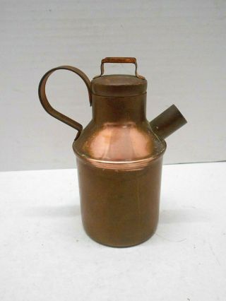 Vintage Antique Copper Handled & Lidded Tea Coffee Pot Moonshine Sill Shaped