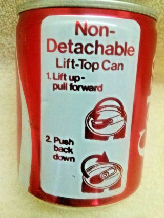 Coca - Cola Non - Detachable Lift - Top Can Rare To Find - Full & Small 8 Ounce Size