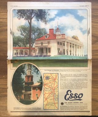 Rare Auto Color Print Ad Newspaper 1930s Esso Gasoline Fuel - Robert E Lee