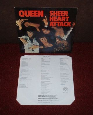 Queen Sheer Heart Attack Lp 1974 Emi 1st Press,  Inner Rare Emc 3061
