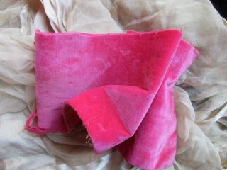 Htf Luxuriously Soft Antique Edwardian Silk Velvet Trim Fabric Unique Pink