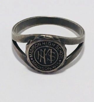 Rare Vintage Sterling Madison Wisconsin High School Ring Size 4.  75