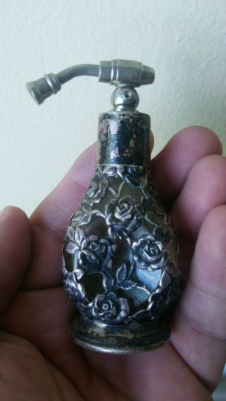 Rare Antique Japanese Art Nouveau Sterling Silver Perfume Atomizer Signed - Rare