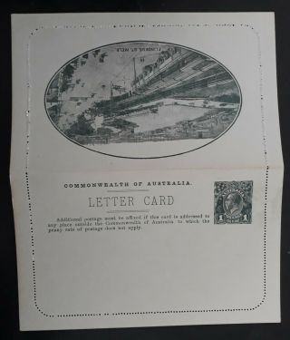 Rare 1914 - Australia 1d Deep Grey Green Pre Printed Kgv Letter Card Flinders St