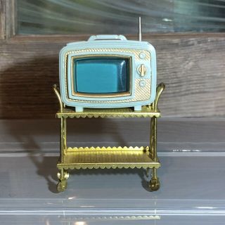 Vtg Ideal Petite Princess Patti Dollhouse - Blue Television Tv W/ Stand - Rare