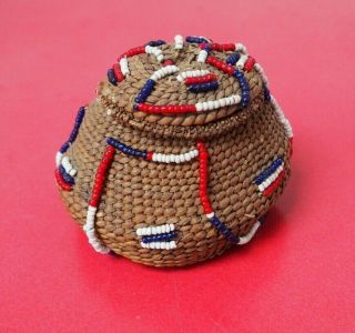FINE OLD RARE SOUTHERN AFRICAN SWAZILAND BEADED HERB BASKET ZULU SOUTH AFRICAN 2