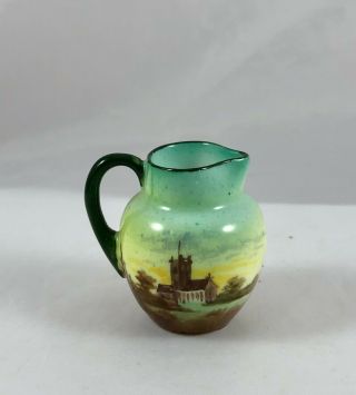 Estate Fresh Antique Royal Doulton Miniature Pitcher Hand Painted Church Country