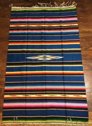Rare Vintage Mexican Saltillo Serape Fine Weave Blanket Ca.  1930’s