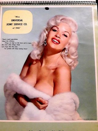 Risque Playboy Jayne Mansfield 1961 Complete Pin Up Calendar Miss Universal Rare