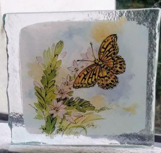 Stained Glass Butterfly - Kiln Fired Transfer Fragment Pane