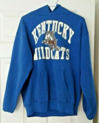 Rare Vintage Uk University Of Kentucky Wildcats Hoodie Size L 70s 80s Made Usa