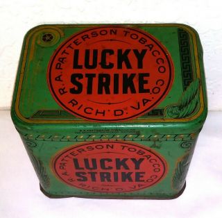 Antique Lucky Strike Tobacco Rounded Corner Tin Litho