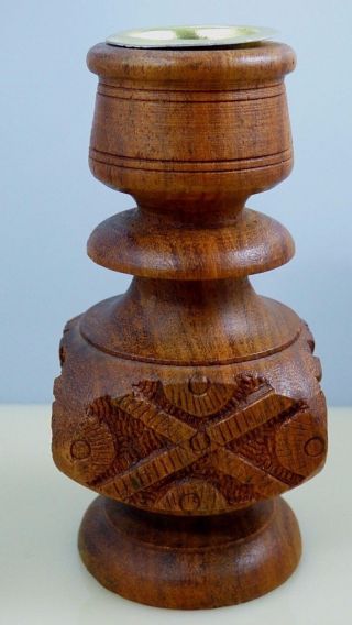 Vintage Wood Wooden Candle Holder Hand Carved Taper Candlestick Home Decor