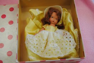 Vintage Bisque Nancy Ann Story Book Doll In Yellow Dress