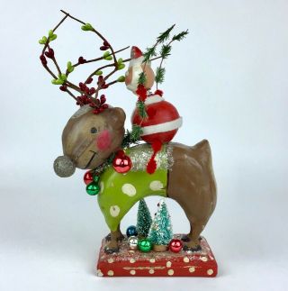 Penny Mcallister Santa Claus Polka Dot Reindeer Christmas Figurine Rare 2006