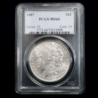 1887 Us Morgan Silver $1 One Dollar Pcgs Ms64 Rare Better Date Coin Wx2968