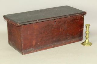 Rare William & Mary 18th C Ct Miniature Blanket Chest Best Red Paint