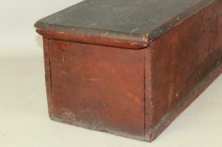 RARE WILLIAM & MARY 18TH C CT MINIATURE BLANKET CHEST BEST RED PAINT 2