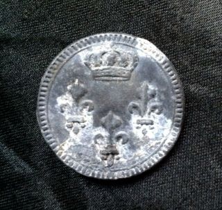 Antique French Georgian Late 18th Century Revolution Era Royalist Button Crown