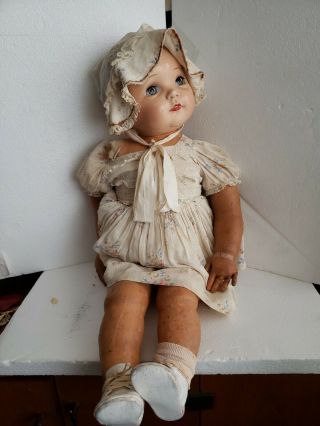 Vintage Ideal 28 " Large Composition Baby Doll Magic Skin Asis