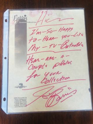 George Barris Hand Written Letter & Autograph - Very Rare
