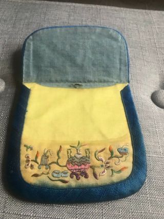Vintage Chinese Embroidered Rare Textile Purse with Figures from Legend Story 3