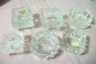 6 Antique / Vintage Crystal And Clear Glass Open Salts All Different Patterns