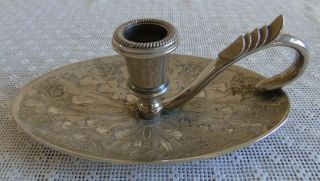 Vintage Seba Silver Plated Candle Holder Candlestick Ornate Handle & Drip Dish