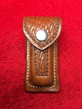 Rare Vintage Browning Leather Pocket Knife Case Hand Made S/18f - 1 Button