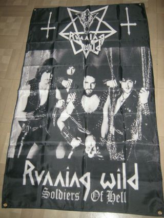 Running Wild Flag Banner 5x3 Ft Rare Saxon Doro Wacken Destruction Metal Cd Lp