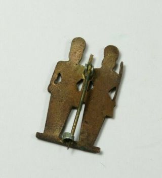 Rare Antique WWI Era,  2 French Soldiers - War,  Military Badge,  Enameled Pin 2