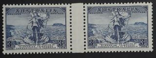 Rare 1936 Australia Pair 3d Blue Tasmania Telephone Cable Stamps Var Colour