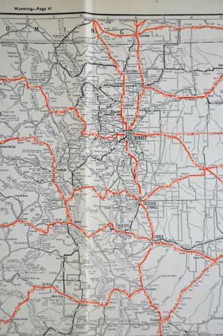 1930 Clason Auto Road Map Colorado Denver Bolder Pueblo Springs Leadville Aspen