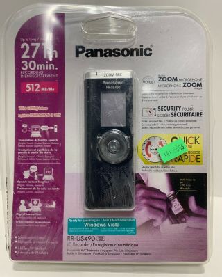 Panasonic Rr - Us490 Ic Voice Recorder Built In Zoom Microphone Rare