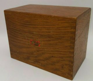 Vintage Weis Oak Wood 3x5 Index Card File Box W/ Dovetailed Jointed Corners Vgc