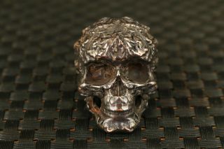 Chinese Old Bronze Casting Skull Statue Figure Collectable Ornament Gif