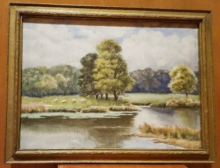 Francis Hodges (1883 - 1949) Antique Watercolor Landscape Signed Framed
